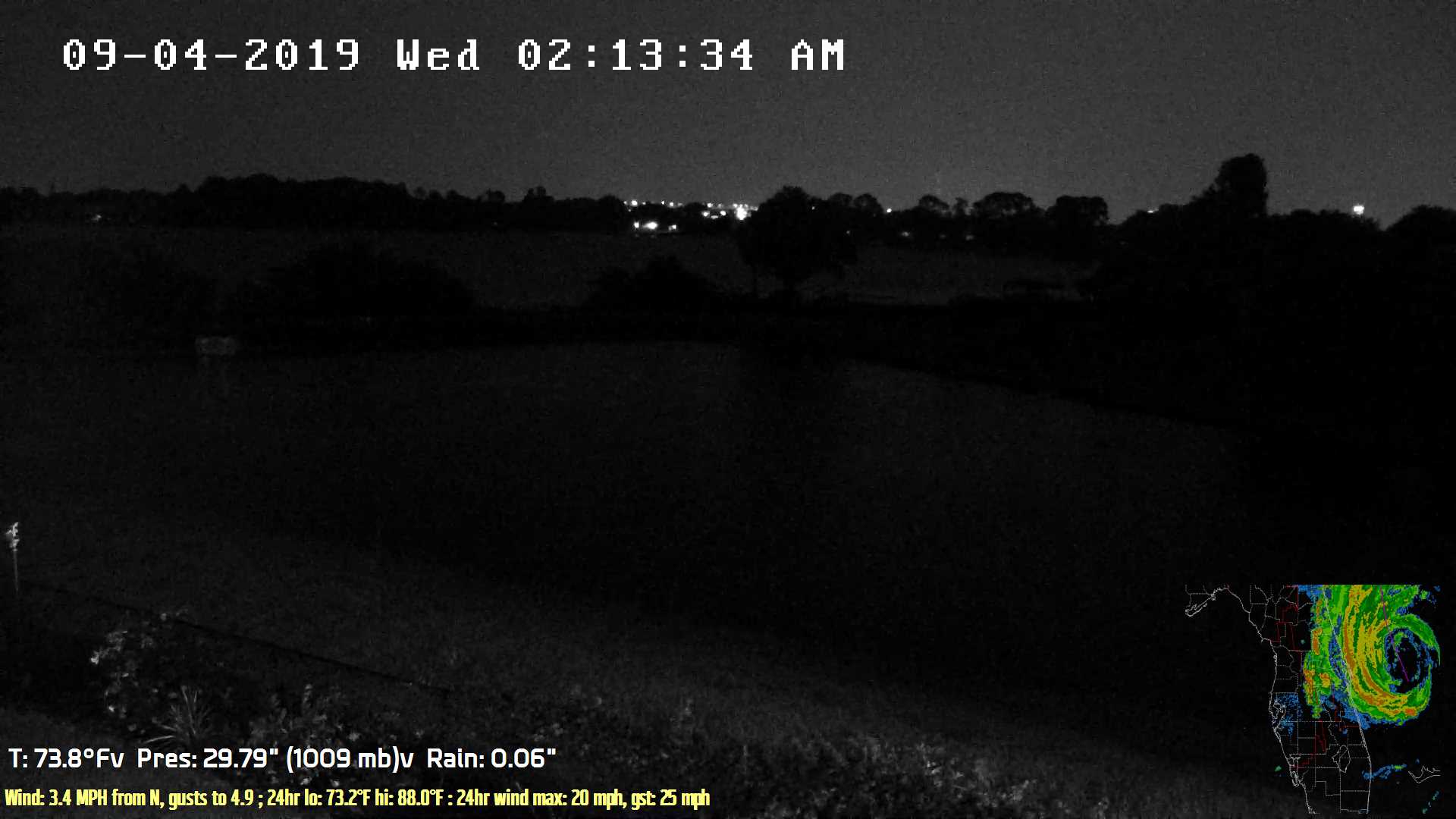 Flhurricane Orlando Lake Marsha Cam recording approach of Dorian (2019)