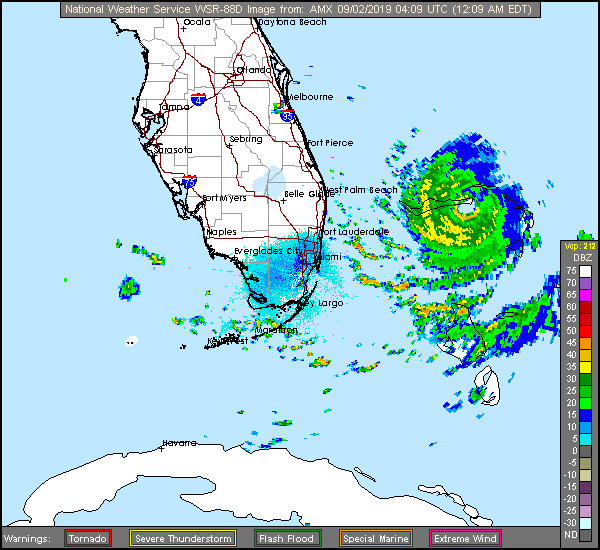 Miami Long Range Radar Recording of Dorian (2019) Approach