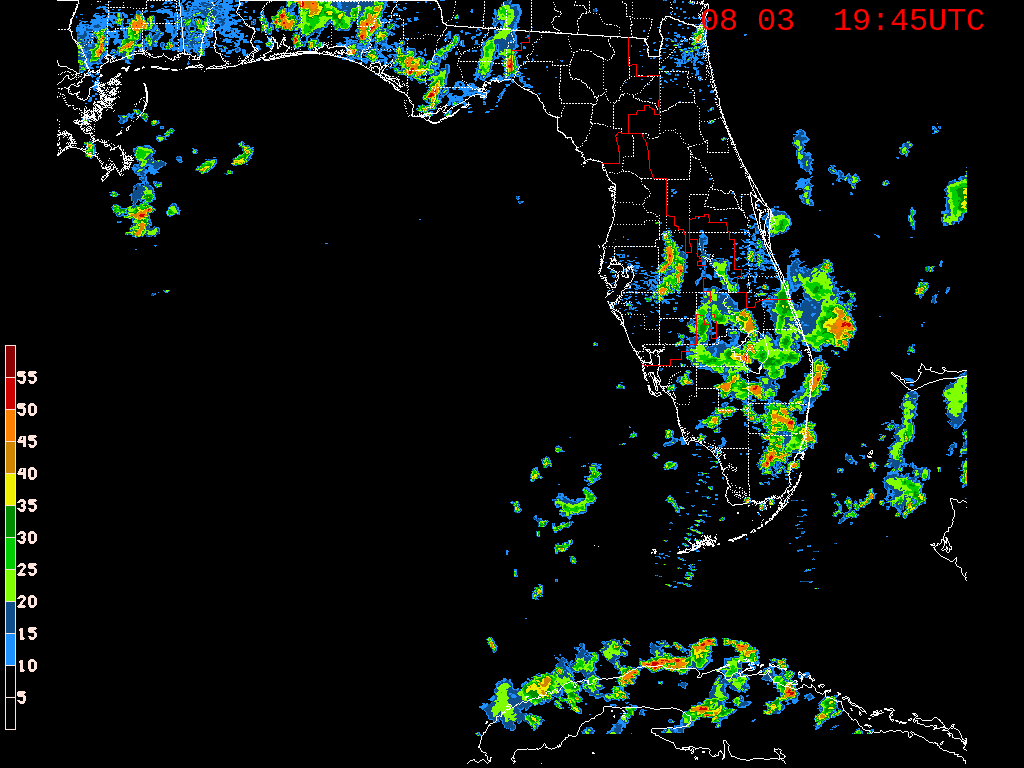 Florida Radar Recording From SFWMD for Gulf Area (Aug 2 2019)