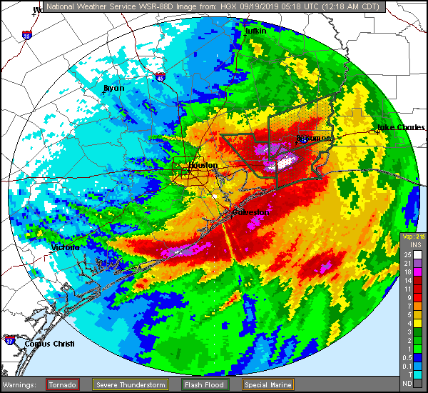 Houston Long Storm Rainfal Totals of Imelda (2019) Approach