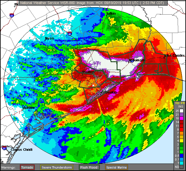 Houston Long Storm Rainfal Totals of Imelda (2019) Approach