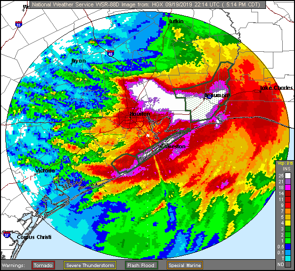 Houston Long Storm Rainfal Totals of Imelda (2019) Approach