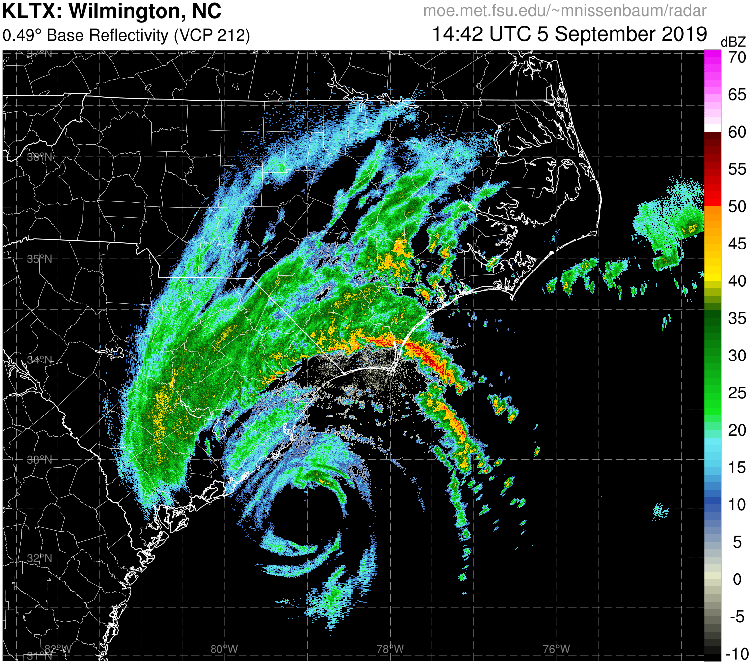 Wilmington, NC  Radar Recording of Dorian (2019) Approach