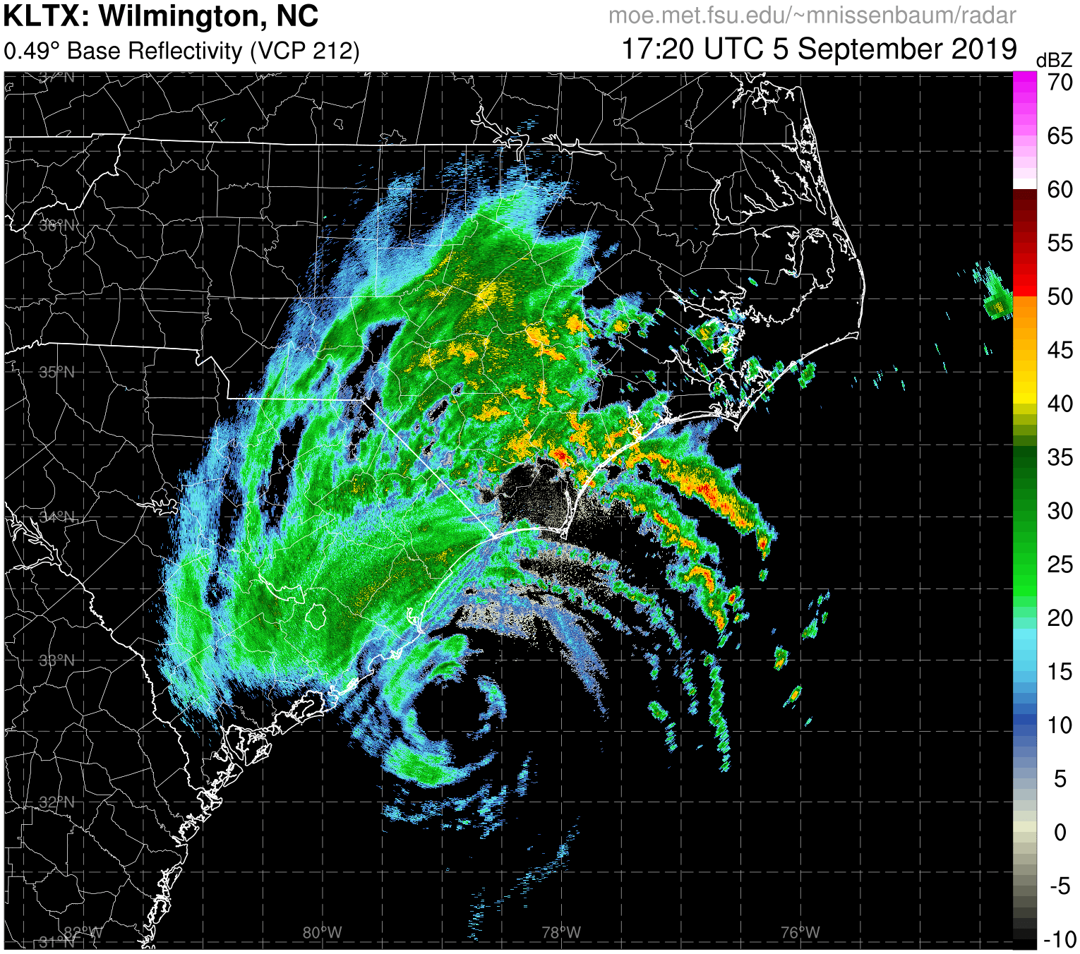 Wilmington, NC  Radar Recording of Dorian (2019) Approach