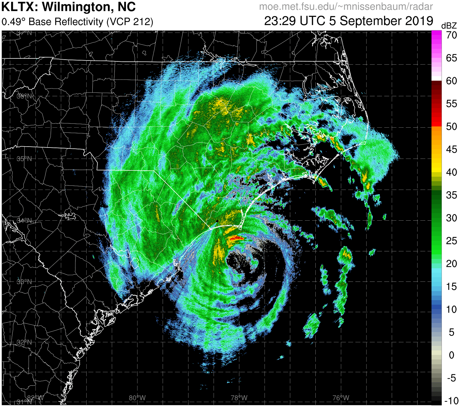 Wilmington, NC  Radar Recording of Dorian (2019) Approach