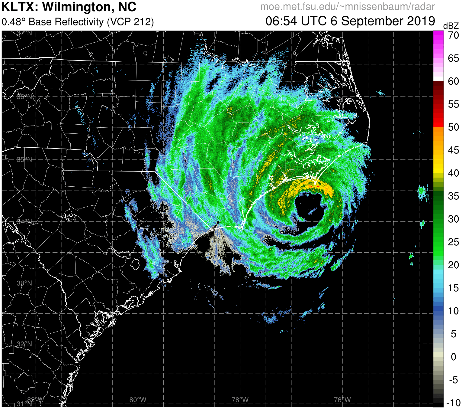 Wilmington, NC  Radar Recording of Dorian (2019) Approach