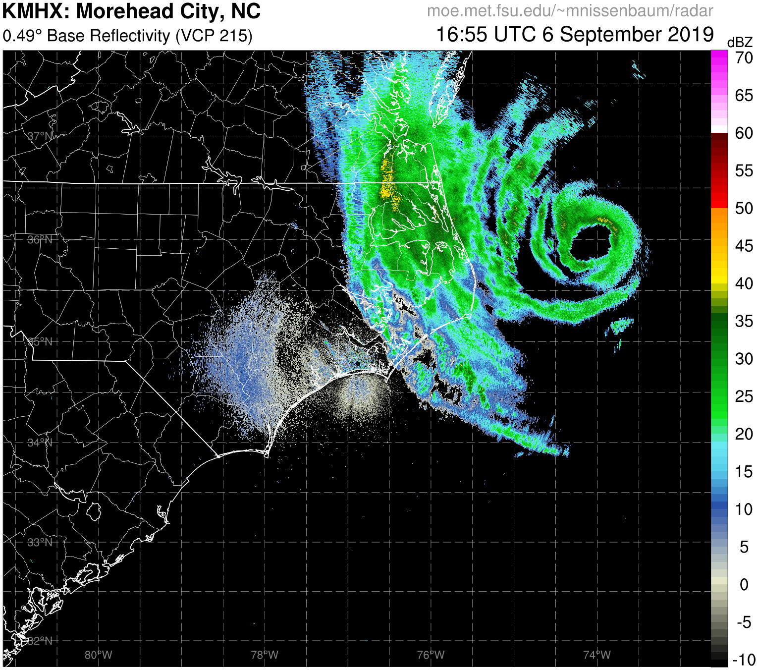 Morehead City, NC  Radar Recording of Dorian (2019) Approach