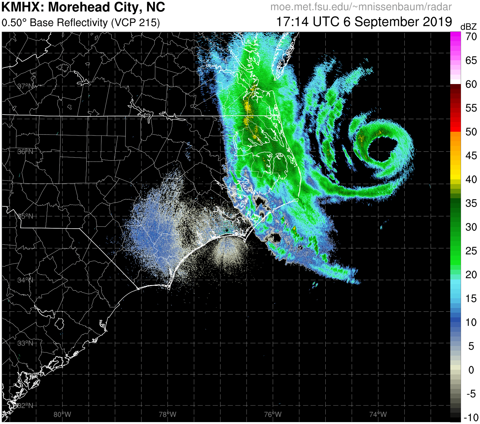 Morehead City, NC  Radar Recording of Dorian (2019) Approach