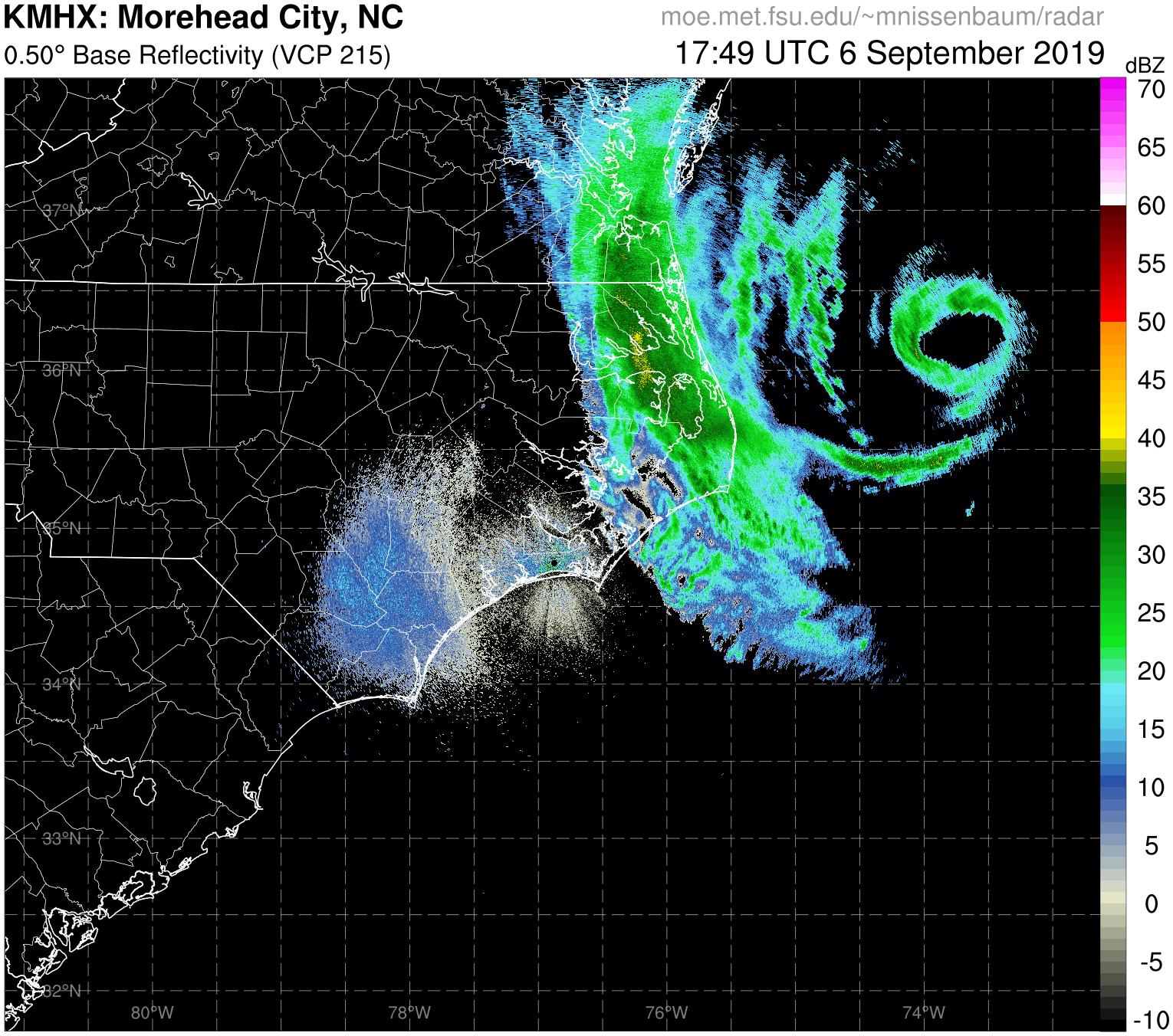 Morehead City, NC  Radar Recording of Dorian (2019) Approach