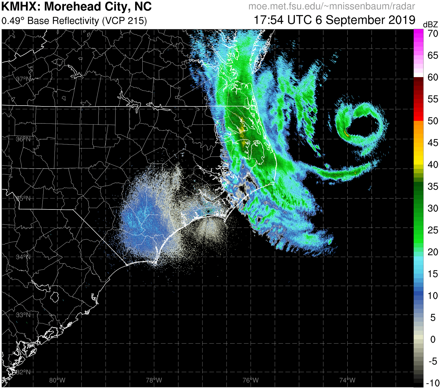 Morehead City, NC  Radar Recording of Dorian (2019) Approach