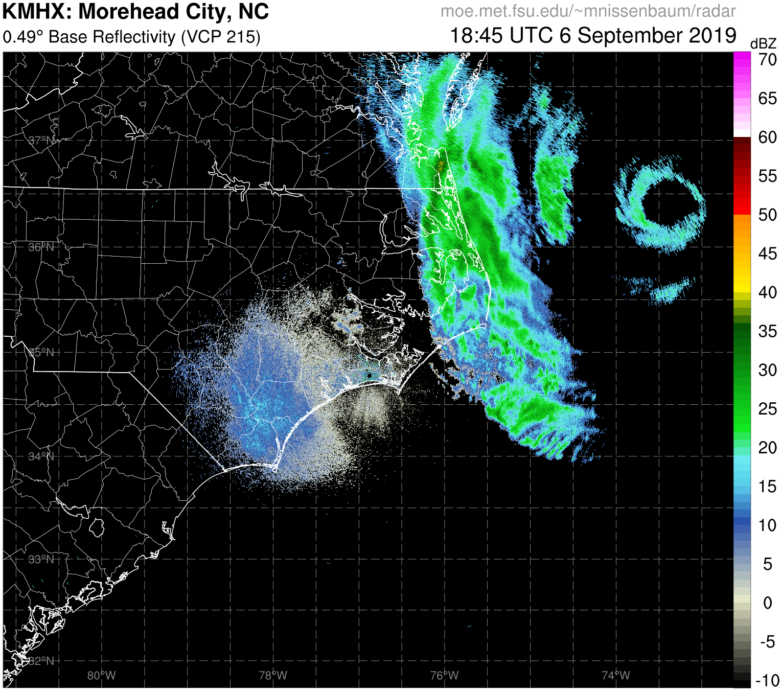Morehead City, NC  Radar Recording of Dorian (2019) Approach