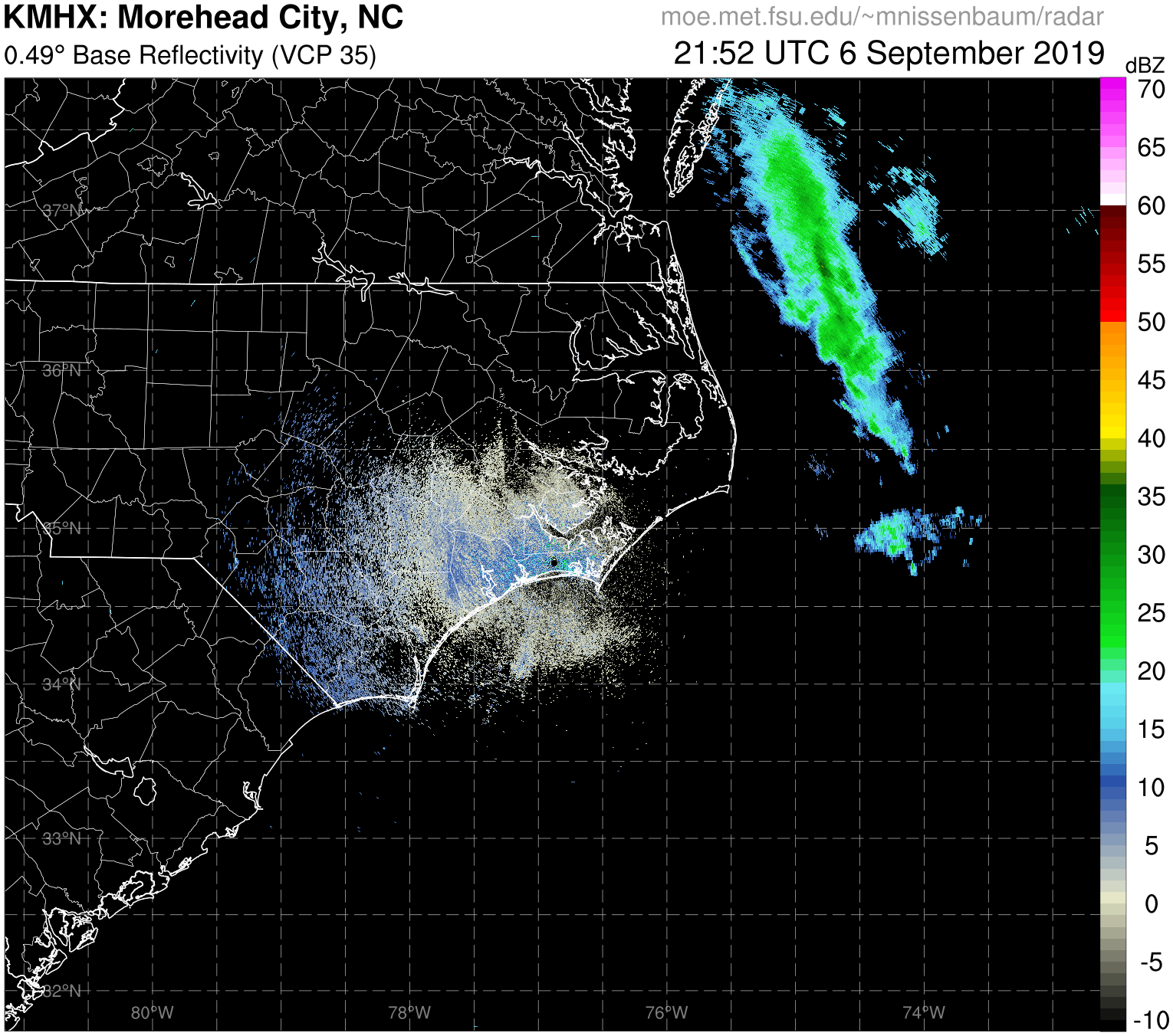 Morehead City, NC  Radar Recording of Dorian (2019) Approach
