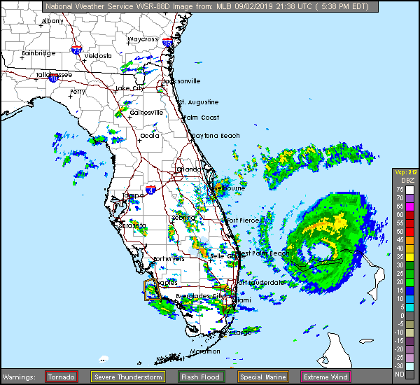 Melbourne, FL Long Range Radar Recording of Dorian (2019) Approach