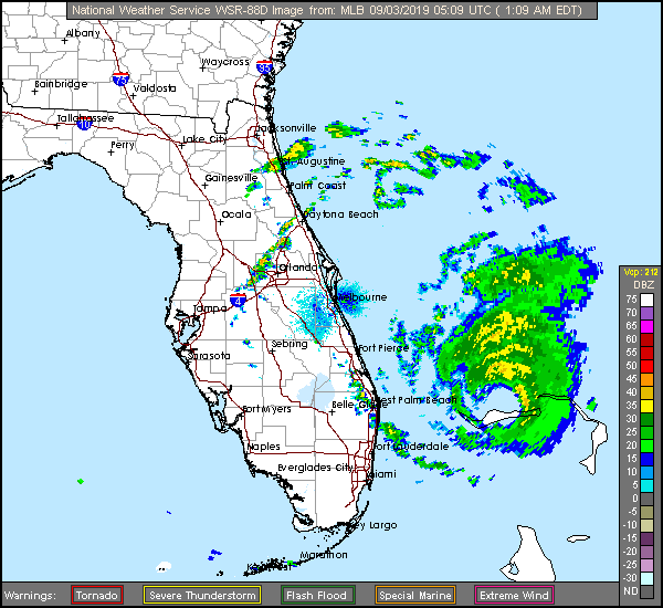 Melbourne, FL Long Range Radar Recording of Dorian (2019) Approach
