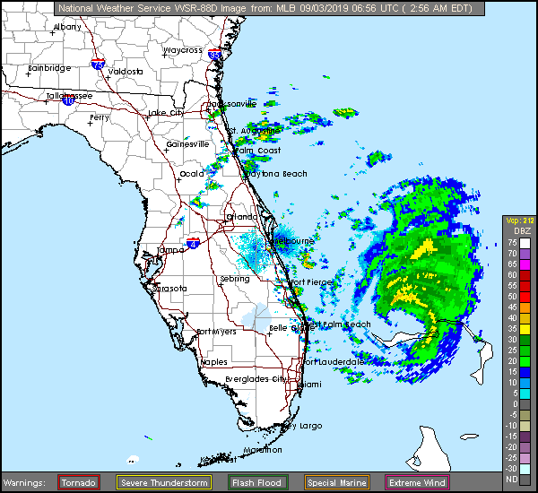 Melbourne, FL Long Range Radar Recording of Dorian (2019) Approach