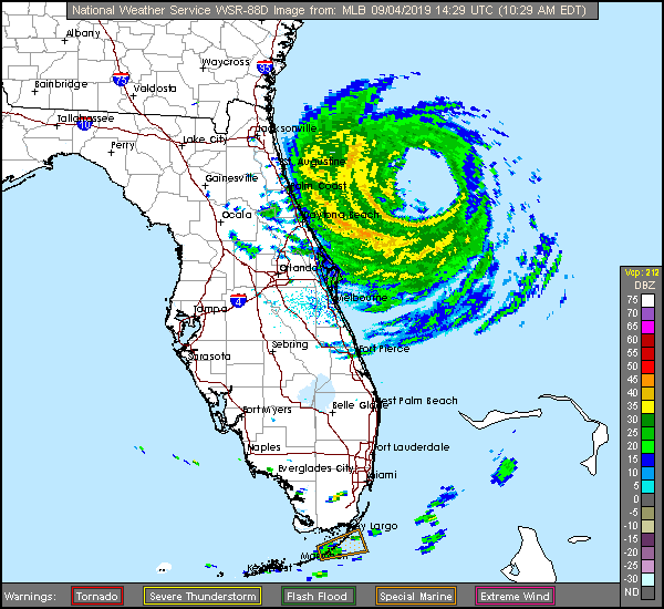 Melbourne, FL Long Range Radar Recording of Dorian (2019) Approach