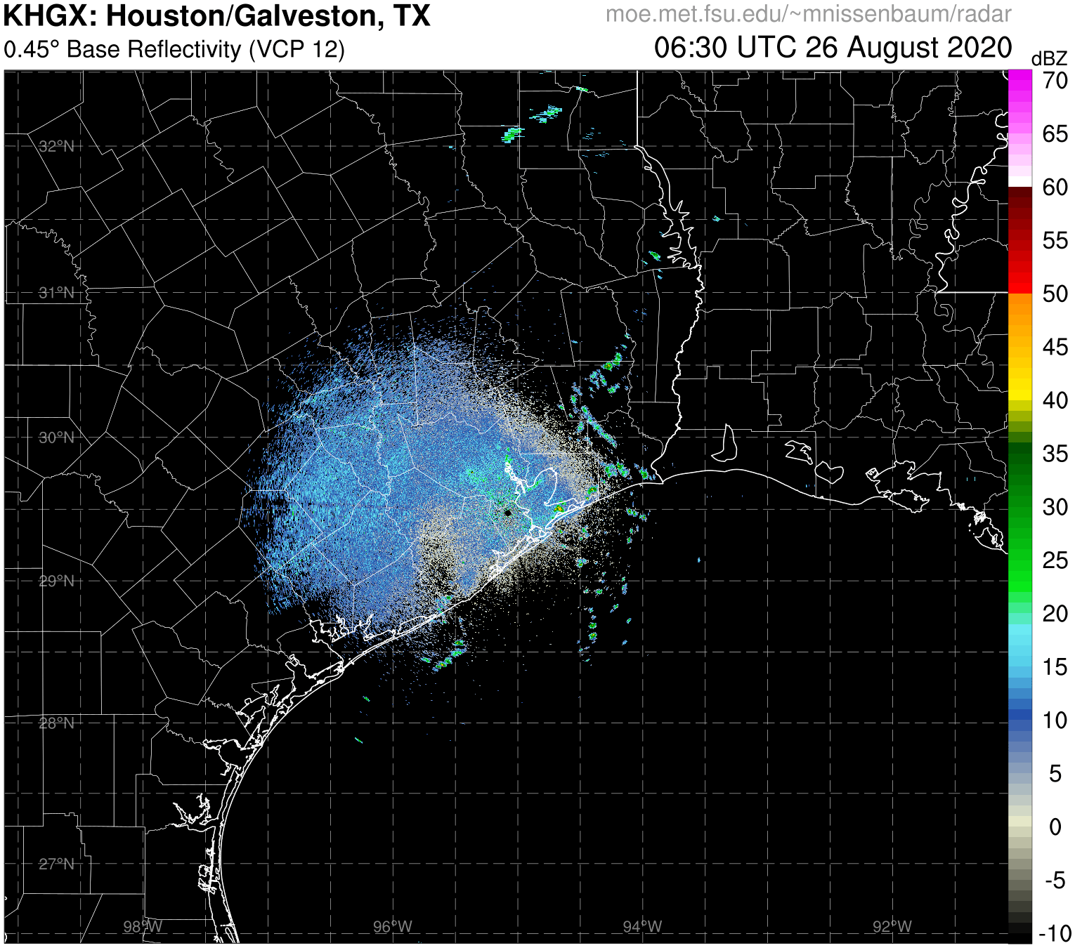 Houston Radar Recording of Laura (2020) Approach