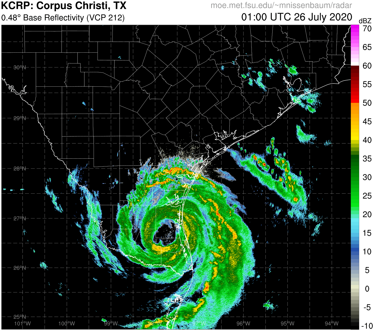 Corpus Christi Radar Recording of Hanna (2020) Approach