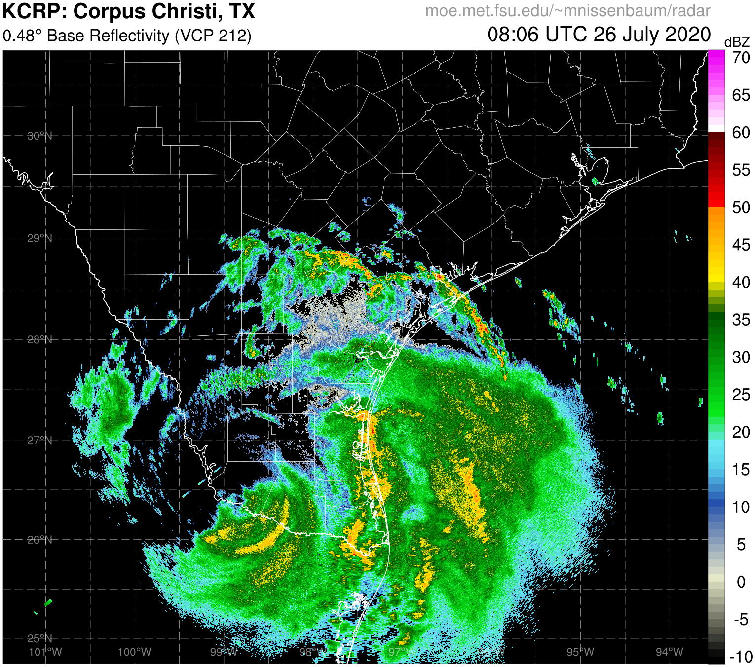 Corpus Christi Radar Recording of Hanna (2020) Approach