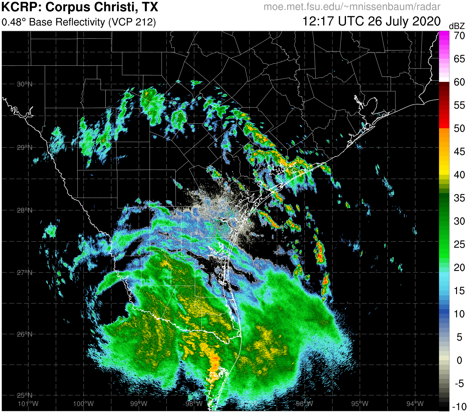 Corpus Christi Radar Recording of Hanna (2020) Approach