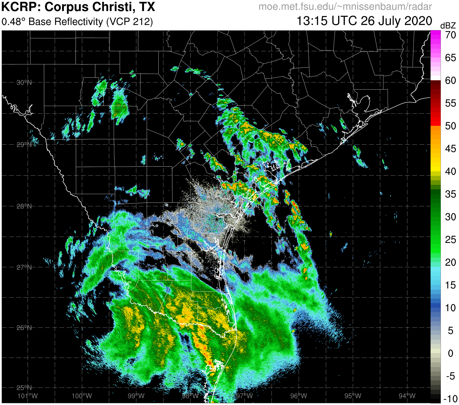 Corpus Christi Radar Recording of Hanna (2020) Approach