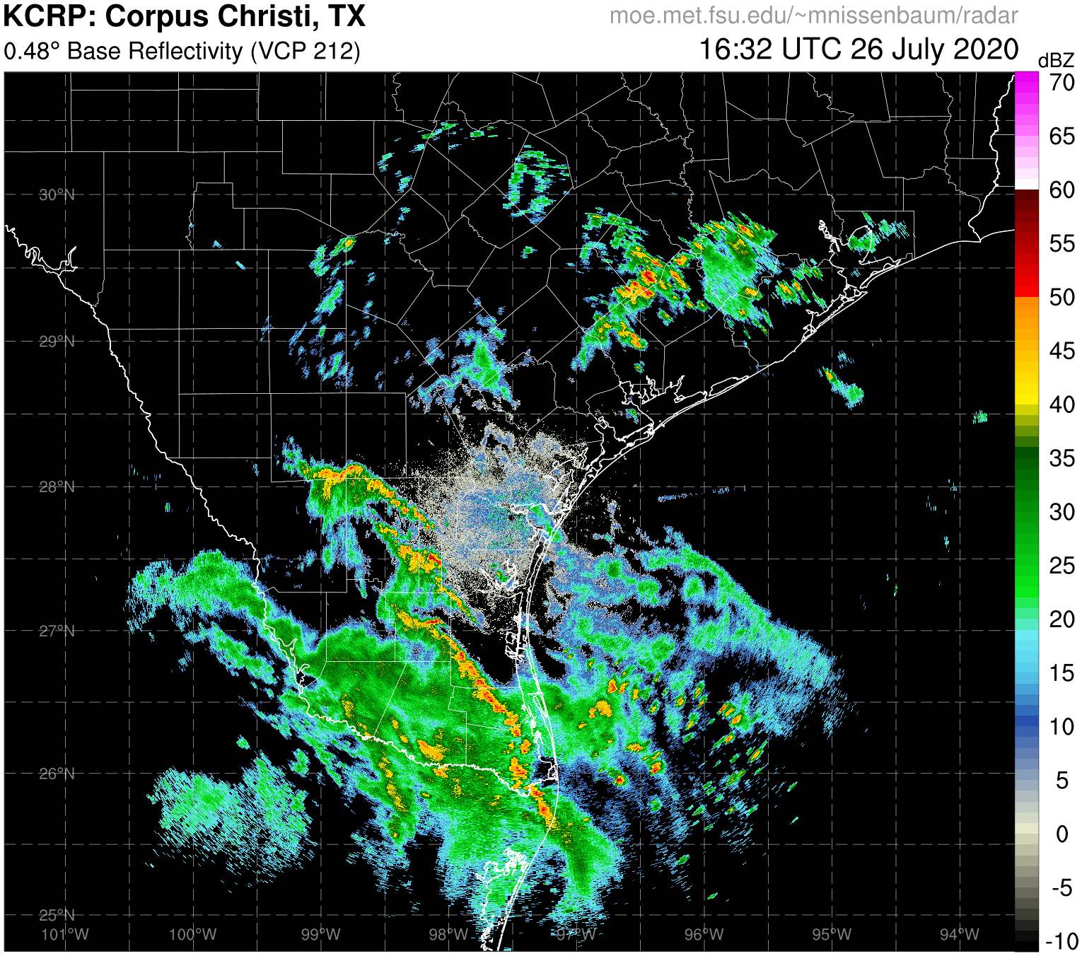 Corpus Christi Radar Recording of Hanna (2020) Approach