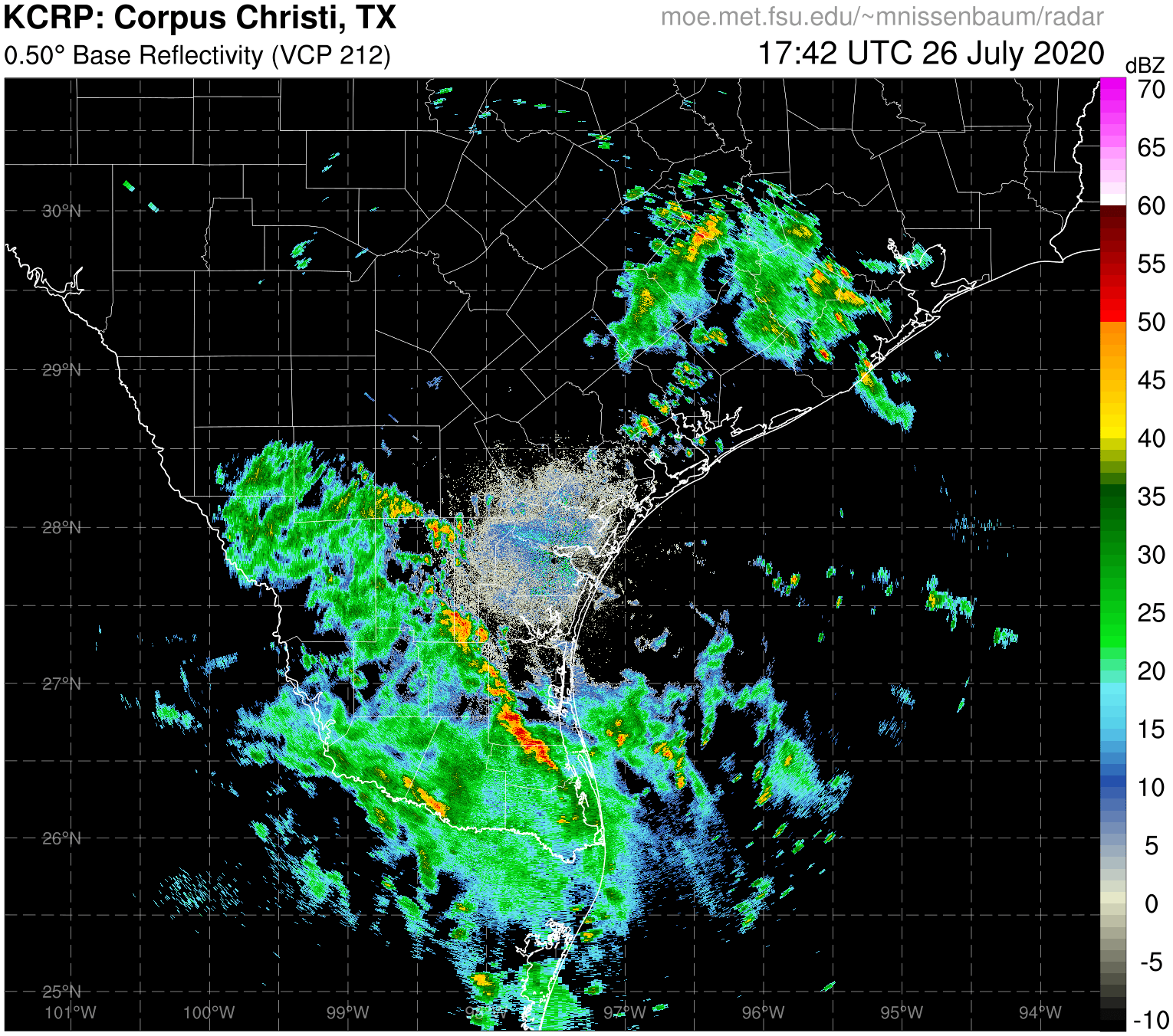 Corpus Christi Radar Recording of Hanna (2020) Approach