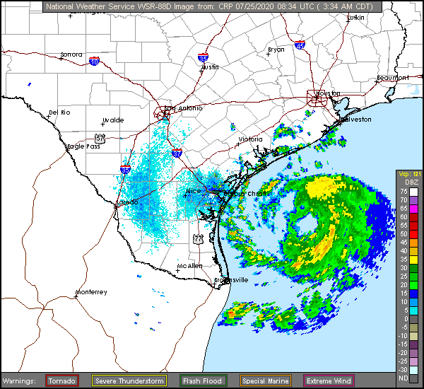 Corpus Christi Long Range Radar Recording of Hanna (2020) Approach