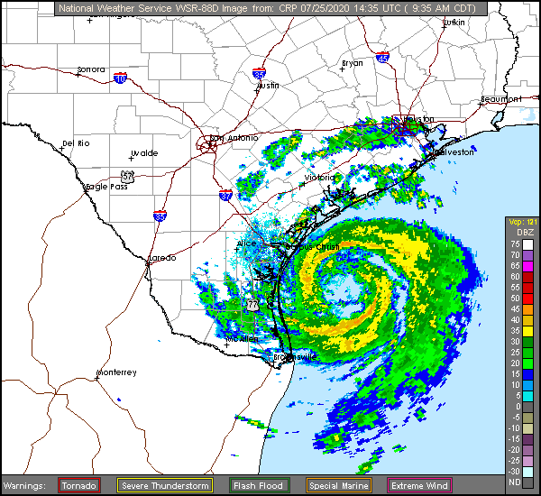 Corpus Christi Long Range Radar Recording of Hanna (2020) Approach