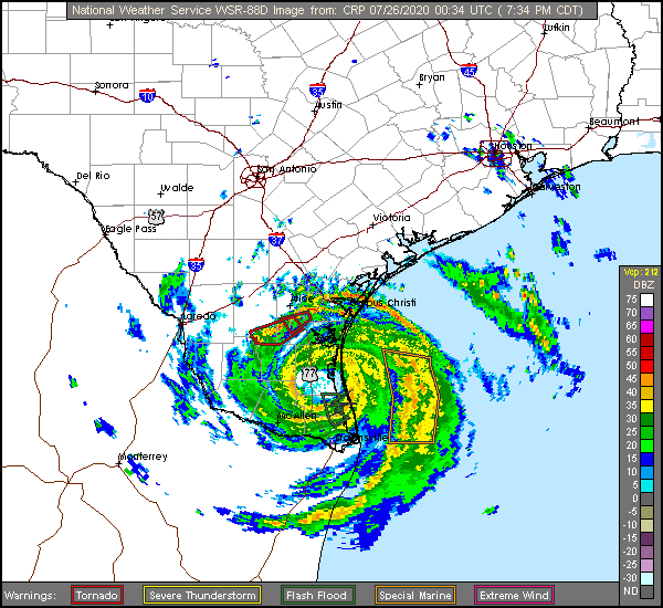 Corpus Christi Long Range Radar Recording of Hanna (2020) Approach
