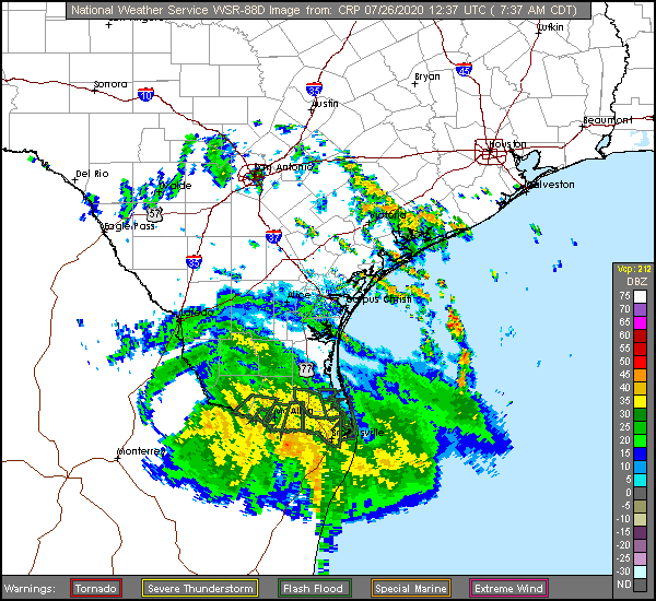 Corpus Christi Long Range Radar Recording of Hanna (2020) Approach