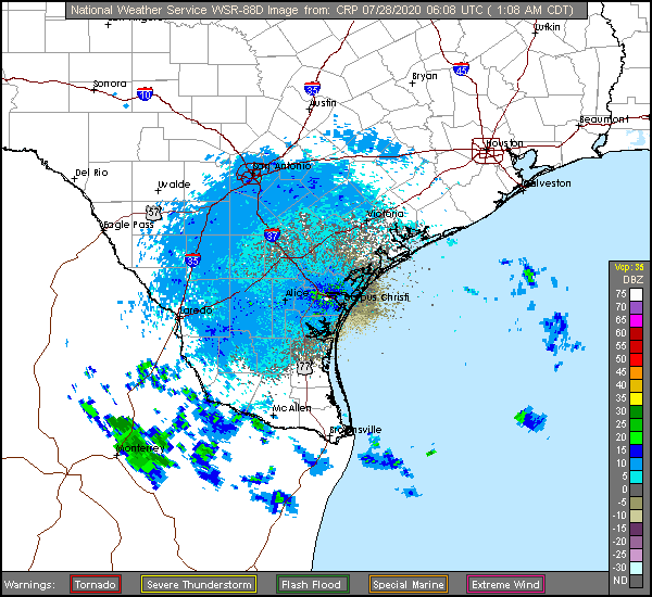 Corpus Christi Long Range Radar Recording of Hanna (2020) Approach