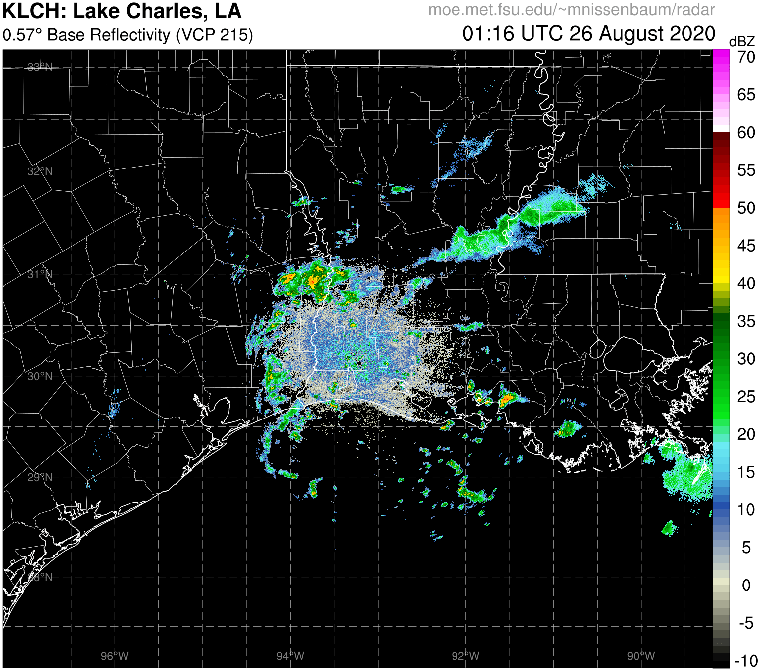 Lake Charles Radar Recording of Laura (2020) Approach