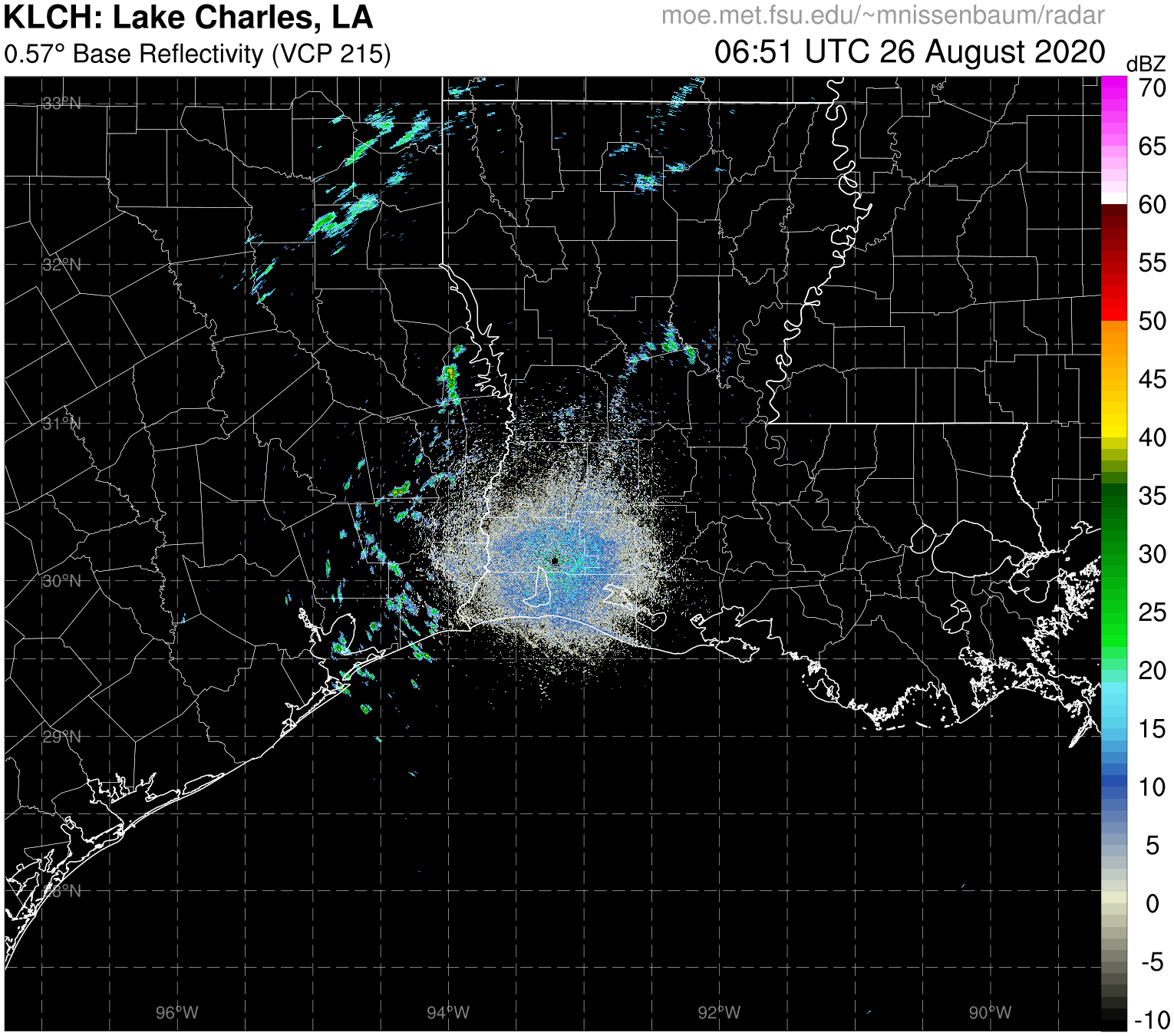 Lake Charles Radar Recording of Laura (2020) Approach