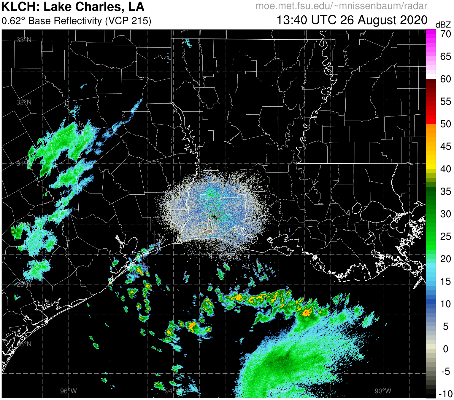 Lake Charles Radar Recording of Laura (2020) Approach