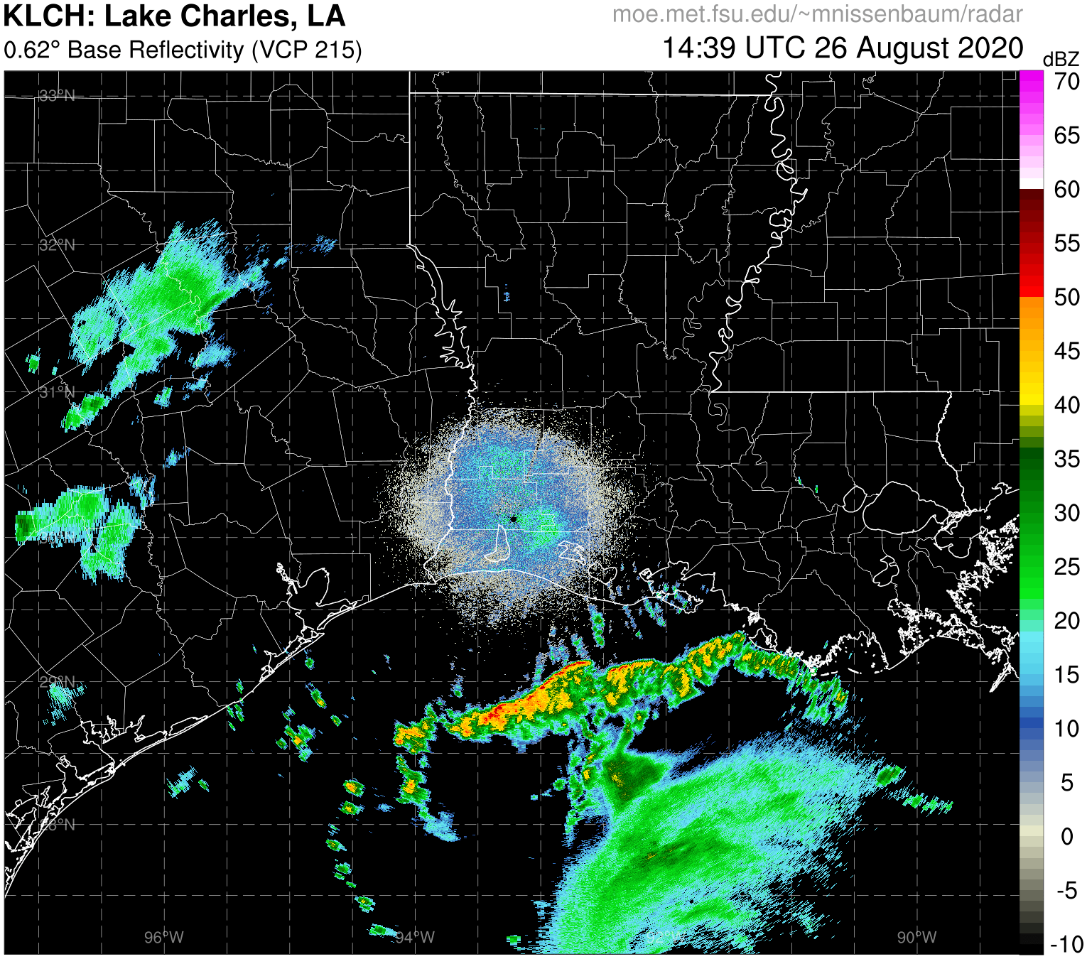 Lake Charles Radar Recording of Laura (2020) Approach