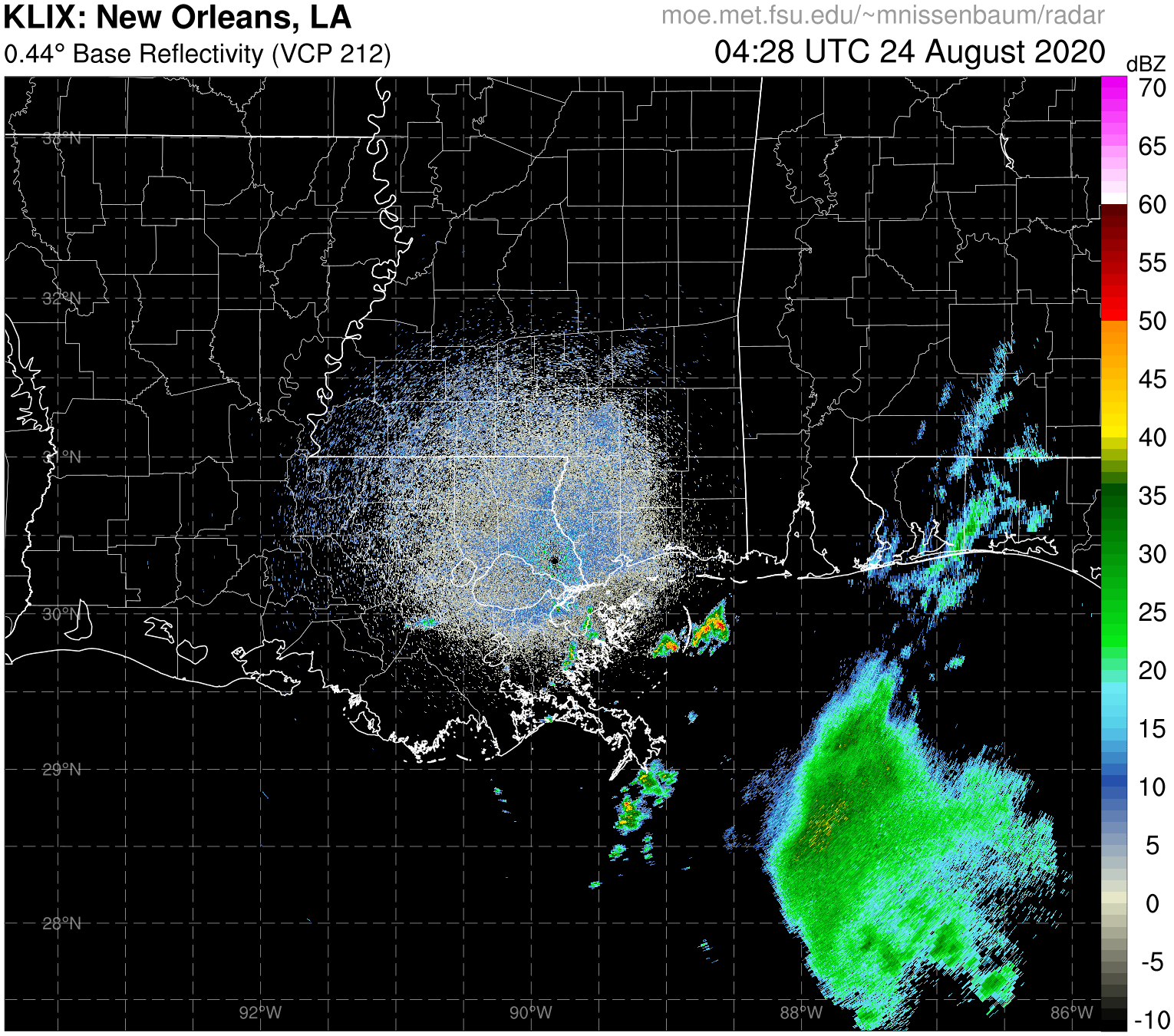 New Orleans Radar Recording of Marco (2020) Approach