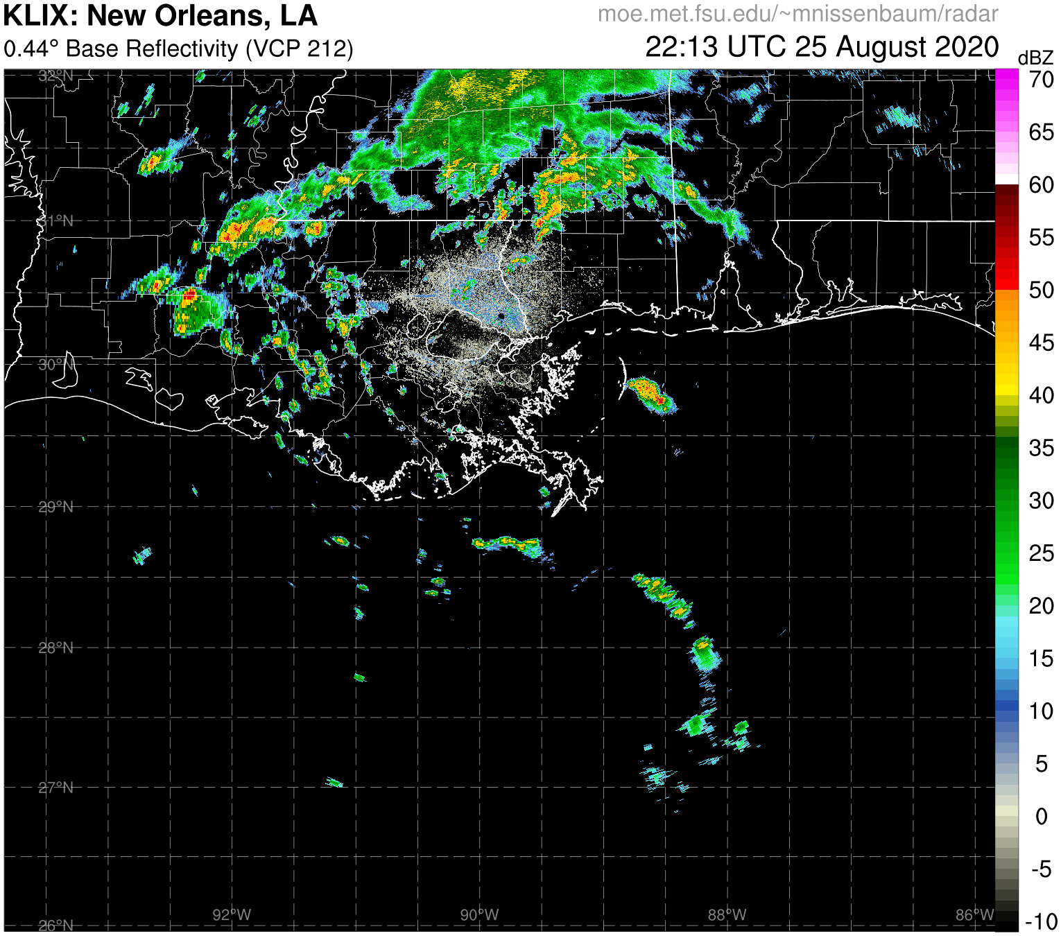 New Orleans Radar Recording of Marco (2020) Approach
