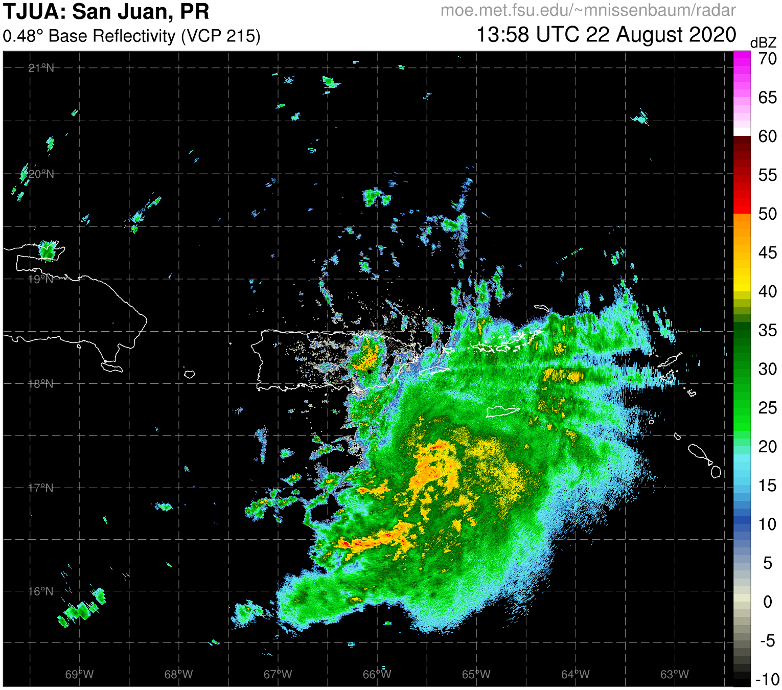 San Juan Radar Recording of Laura (2020) Approach