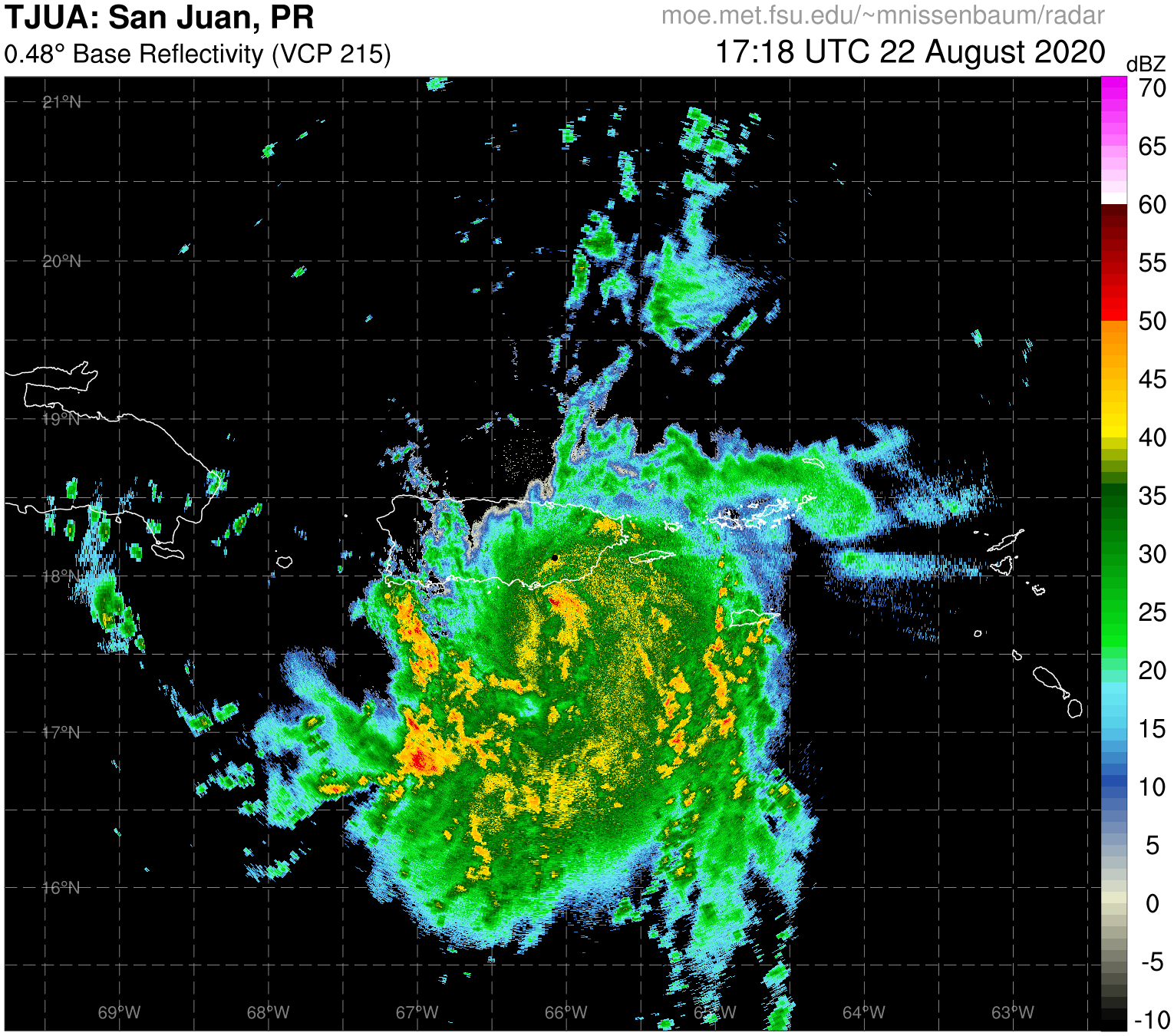 San Juan Radar Recording of Laura (2020) Approach