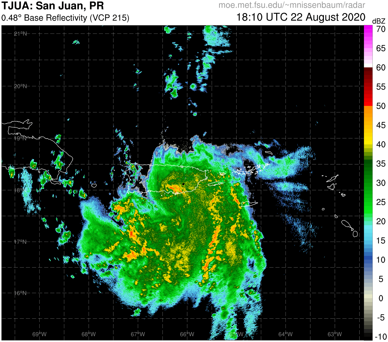 San Juan Radar Recording of Laura (2020) Approach