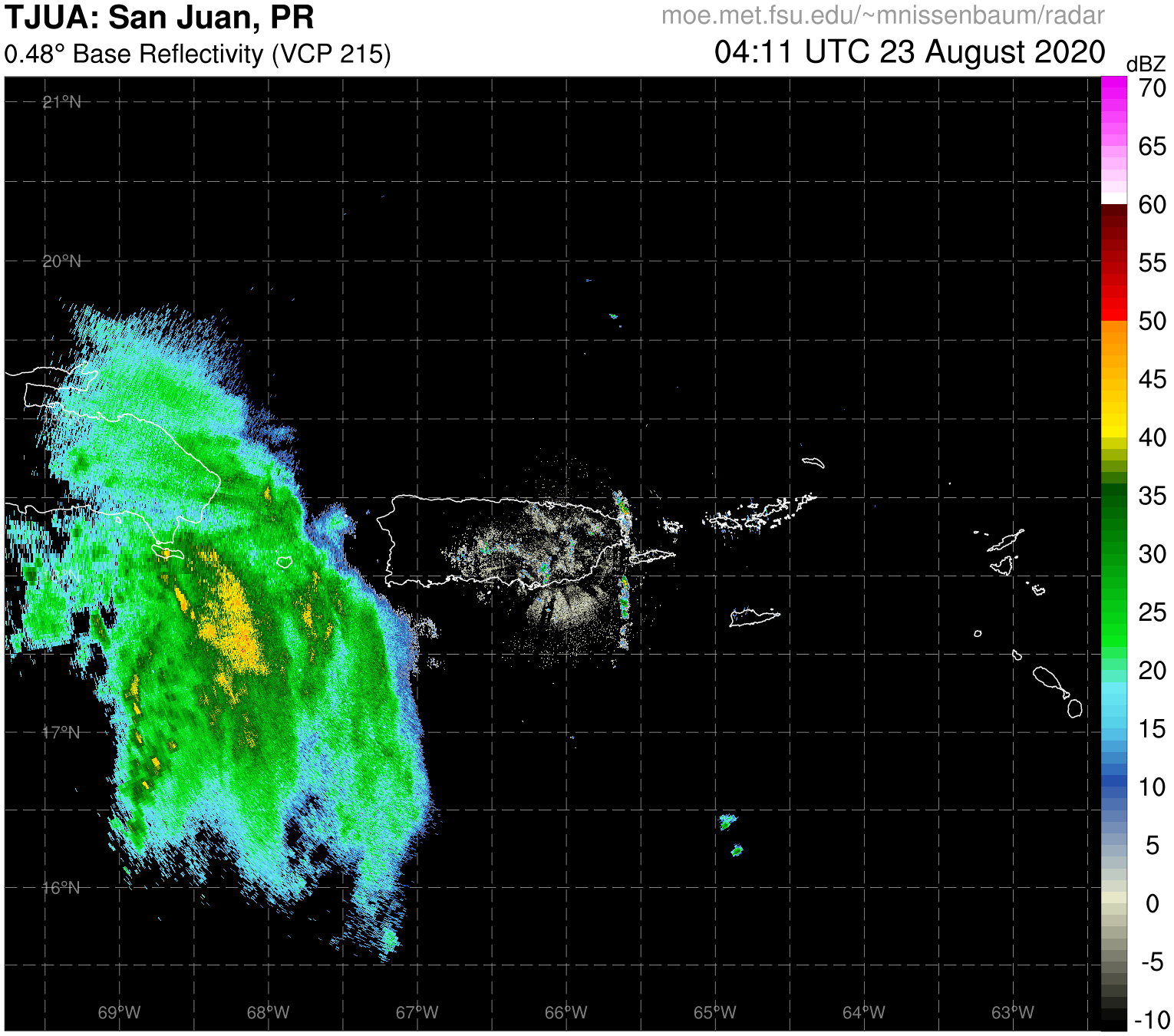 San Juan Radar Recording of Laura (2020) Approach