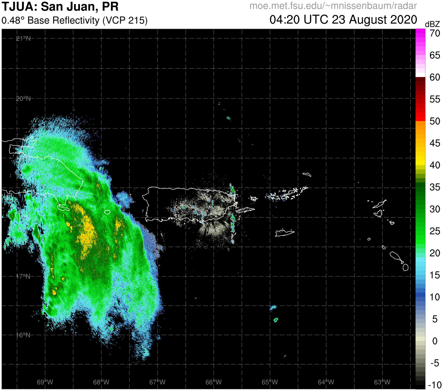 San Juan Radar Recording of Laura (2020) Approach