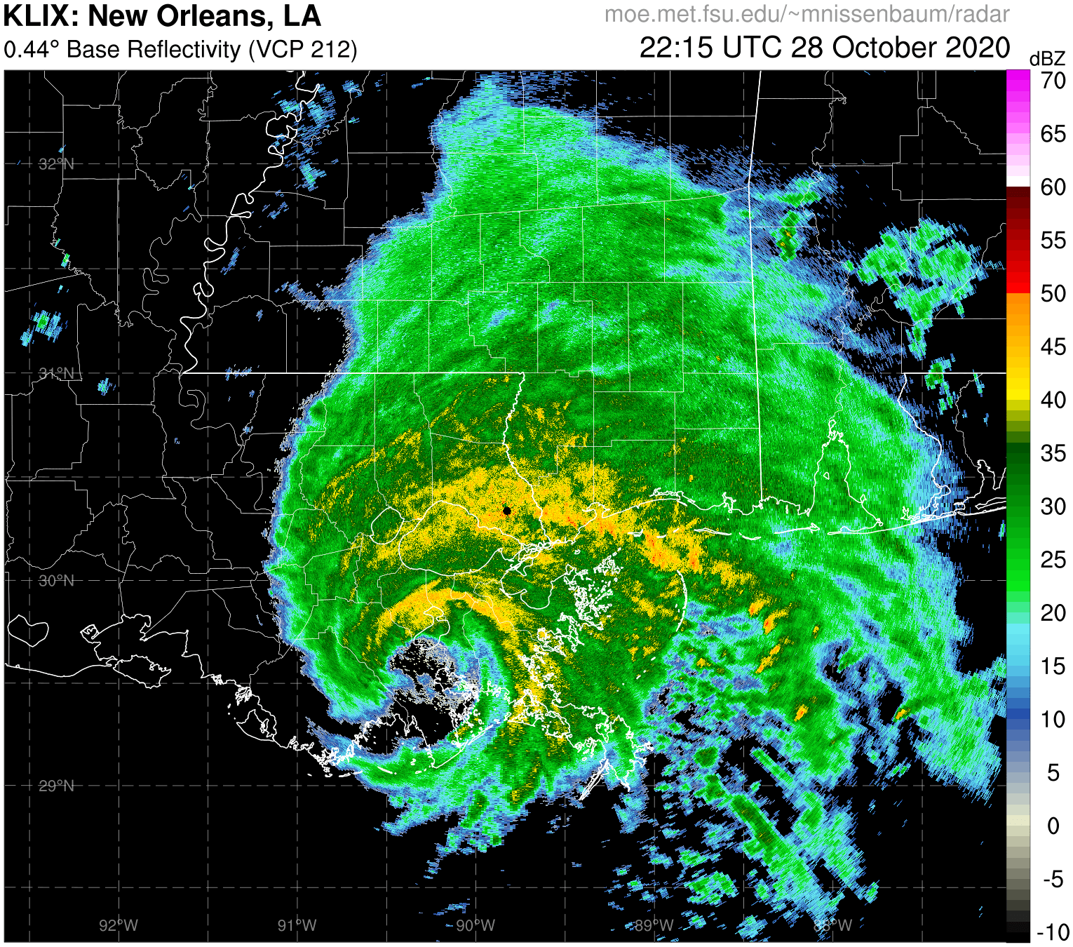 New Orleans Radar Recording of Zeta (2020) Approach