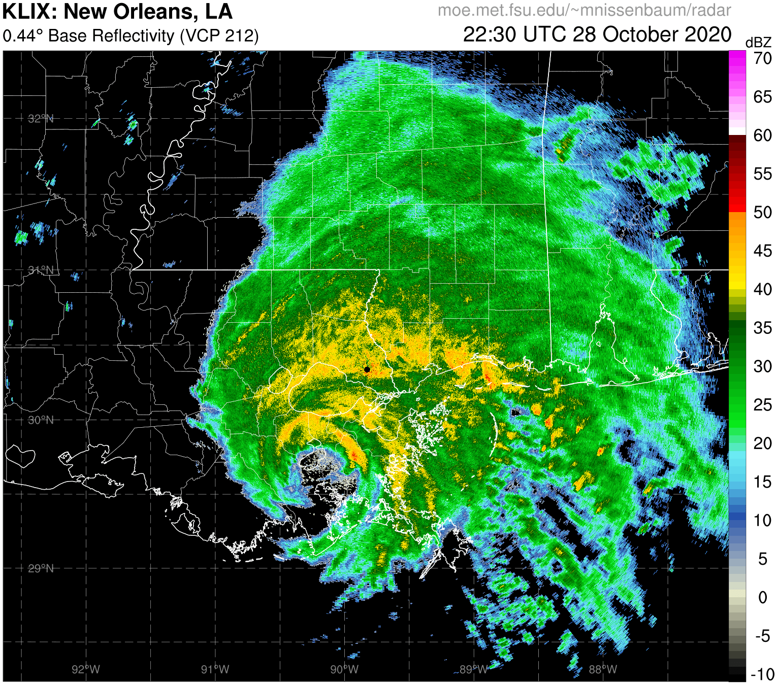 New Orleans Radar Recording of Zeta (2020) Approach