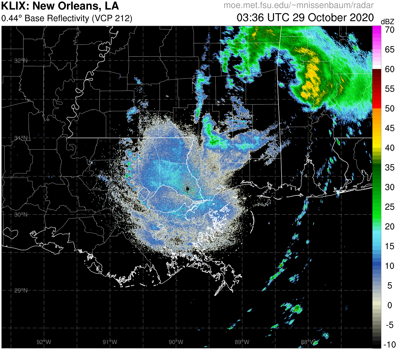New Orleans Radar Recording of Zeta (2020) Approach
