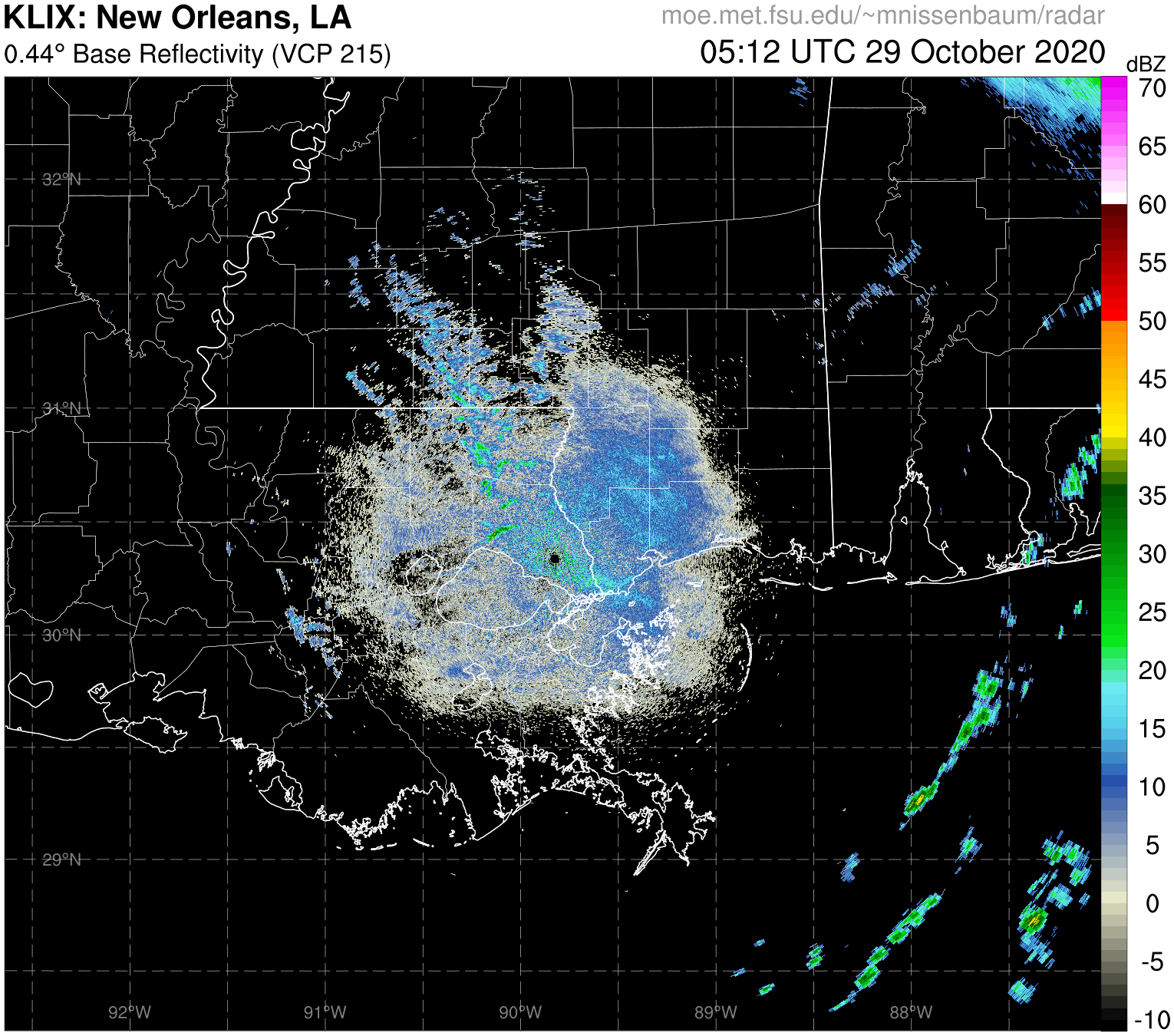 New Orleans Radar Recording of Zeta (2020) Approach