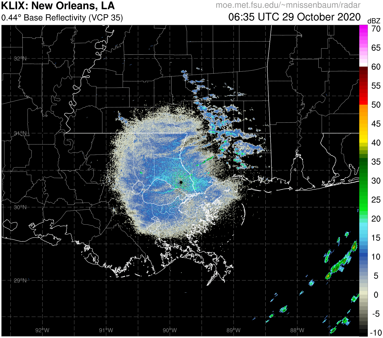 New Orleans Radar Recording of Zeta (2020) Approach