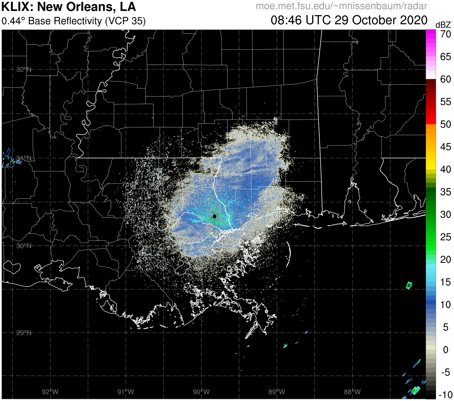 New Orleans Radar Recording of Zeta (2020) Approach