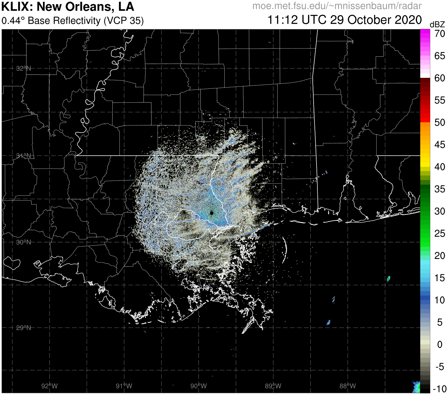 New Orleans Radar Recording of Zeta (2020) Approach